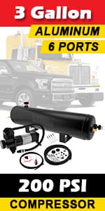 Vixen Horns 12V Air Compressor with Tank 1.5 Gallon - 150 PSI Working Pressure Onboard Air System for Train Horns/Inflating Tires, VXO8315