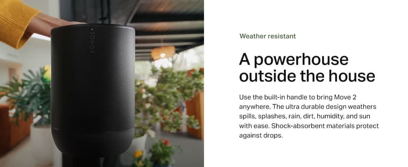 Sonos Move 2 - Black - Wireless Portable Bluetooth Speaker