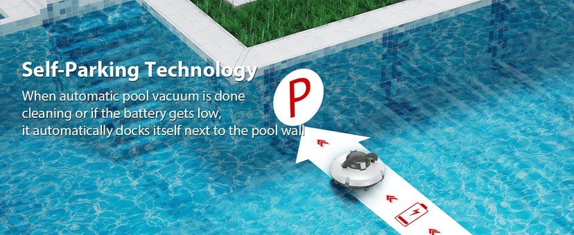 S100 Cordless Robot Pool Cleaner, Last 130Min, 18° Slope Angle, Automatic Pool Vacuum for Above Ground Pools, Self-Parking Pool Cleaner with Filter Basket, Pool Robot Up to 1100 sq.ft