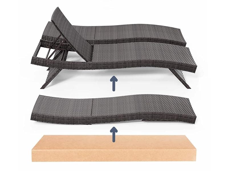 Nestl Chaise Lounge Chair Outdoor Set of 2, Wicker Patio Lounge Chair, Outdoor Lounge Chair with Reclining Backrest