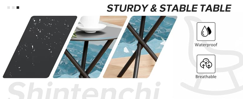 Shintenchi 3 Piece Outdoor Rocking Bistro Set, Textilene Fabric Small Patio Furniture Set, Front Porch Rocker Chairs Conversation Set with Table for Lawn, Garden, Balcony, Poolside (Black)