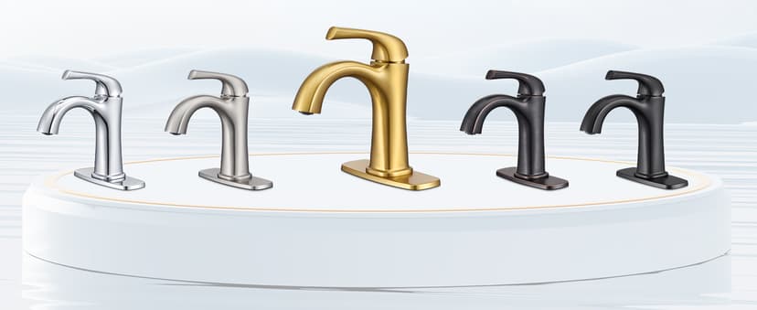 Brushed Gold Single Hole Bathroom Faucets, Single Handle Brass Bathroom Sink Faucet for 1 or 3 Holes, Vanity Faucet with Pop Up Drain and Supply Lines, Deck Plate