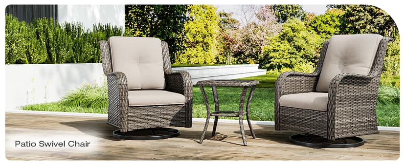Joyside Outdoor Patio Couch Wicker Sofa - 3 Seater Rattan Sofa for Outside Patio Garden with Deep Seating and Olefin Cushions(Mixed Grey/Beige)
