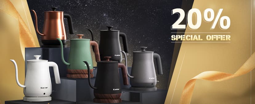 Gooseneck Electric Kettle, Electric Tea Kettle Stainless Steel, Pour over kettle for Coffee, 1000W Hot Water Kettle Electric Auto Shut Off, 0.8L, Wood-like Grain Finish Handle, Matcha Green