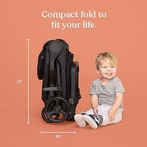 Ergobaby Metro+ Compact Baby Stroller, Lightweight Umbrella Stroller Folds Down for Overhead Airplane Storage (Carries up to 50 lbs), Car Seat Compatible, Slate Grey