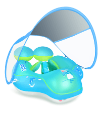 LAYCOL Baby Swimming Float Inflatable Baby Pool Float Ring with Sun Protection Canopy,add Tail no flip Over for Age of 3-36 Months