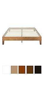 Mellow Naturalista Classic - 12 Inch Solid Wood Platform Bed with Wooden Slats, No Box Spring Needed, Easy Assembly, Queen, Pine