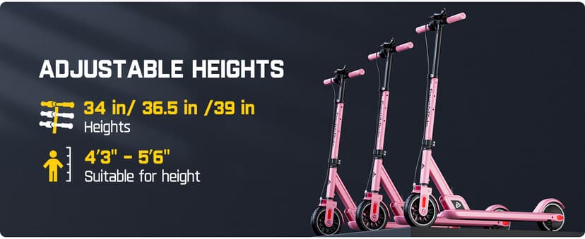 FanttikRide T9 Electric Scooter for Kids 4.3-5.6 ft, 7/10/12 MPH, LED Battery Level, Height Adjustable and Foldable, Electric Scooter for Kids, 200W Motor, Up to 40 mins