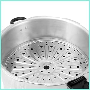 16 Quart Pressure Cooker, 10 Psi Induction Compatible Pressure Canner w/Stainless Steel Honeycomb Base, Heavy Gauge Aluminum, Quality Steamer Rack Included