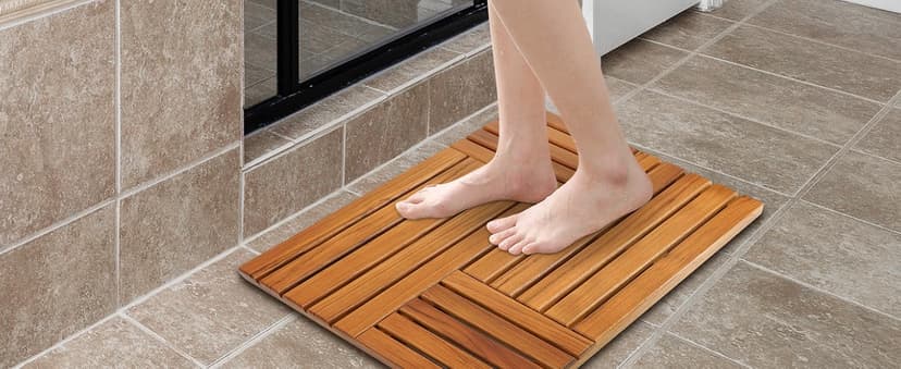 Utoplike Teak Shower Bench Seat with Handles, Portable Wooden Spa Bathing Stool with Storage Towel Shelf, 22" x 13" x 18.6", Perfect for Indoor and Outdoor Use