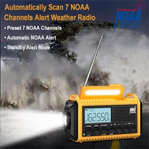 Raynic Emergency Radio, 5000mAh/18500mWh Weather Radio, Solar Hand Crank Radio with AM/FM/SW/NOAA Alert, Cell Phone Charger, Headphone Jack, Flashlight and SOS Siren