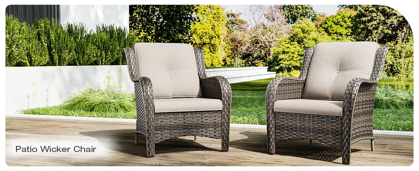 Joyside Outdoor Patio Couch Wicker Sofa - 3 Seater Rattan Sofa for Outside Patio Garden with Deep Seating and Olefin Cushions(Mixed Grey/Beige)