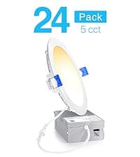 Ensenior 12 Pack 6 Inch LED Recessed Ceiling Light, Dimmable, 2700K-5000K 5CCT, 1200LM 12W 120V, High Brightness Canless Wafer Downlight - ETL&FCC&IC