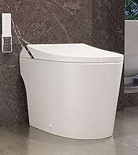 DeerValley Smart Bidet Toilet, One Piece Bidet Toilet for Bathrooms, Toilets with Auto Open/Close Lid, Heated Seat, Warm Dryer, Foot Sensor Operation, Night Light,Tankless Toilets with LED Display