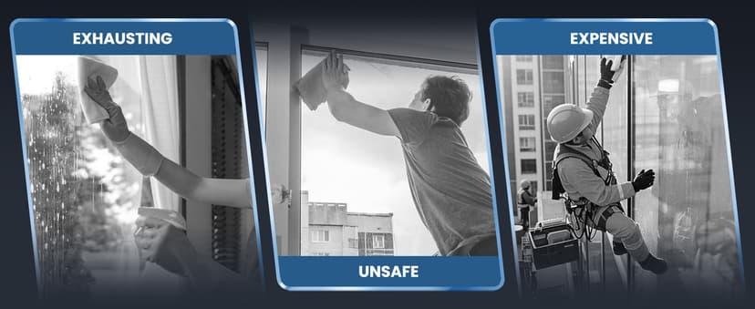 Portable Window Cleaning Robot, Ultrasonic Dual Spray,3000Pa Suction Power, Window Cleanner with Intelligent Edge Detection, Infrared Remote Control