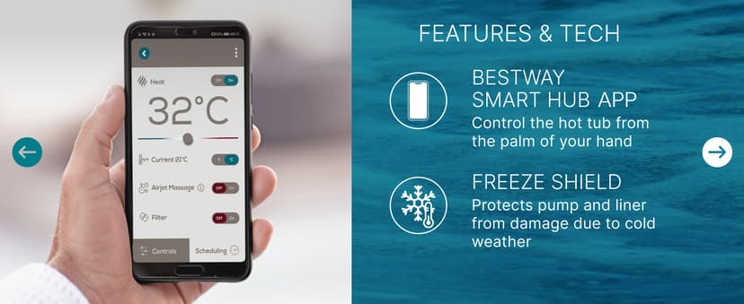 Bestway SaluSpa Honolulu AirJet Large Round 4 to 6 Person Inflatable Hot Tub Portable Outdoor Spa with 140 AirJets and EnergySense Cover, Grey