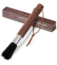 Takavu Coffee Grinder Cleaning Brush, Barista Brush with Black Boar Bristle, Espresso Machine Cleaner Tool, Brista Dusting Accessories Used on Group Heads, Shower Screen, Portafilter, Scoop, Tamper