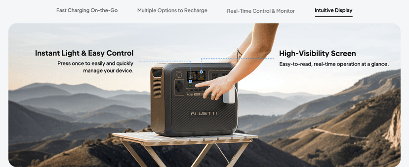 BLUETTI Solar Generator AC180, 1152Wh LiFePO4 Battery Backup w/ 4 1800W (2700W peak) AC Outlets, 0-80% in 45Min, for Camping, Off-grid, Power Outage