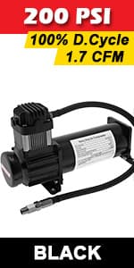 Vixen Horns Heavy Duty Onboard Air Compressor 200 PSI. Universal Replacement for Truck/Car Train Horn/Suspension/Ride/Bag kit/System. Fits All 12v Vehicles like Semi/Pickup VXC8301