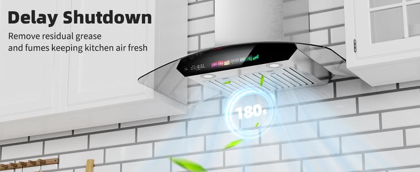 30 inch Wall Mount Range Hood Tempered Glass 900 CFM, Voice/Gesture/Touch Control, Stainless Steel Kitchen Hood Vent with 4 Speed Exhaust Fan, Adjustable Lights, Memory Mode