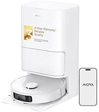 Mova V50 Ultra Complete Robot Vacuum and Mop Self-Cleaning, 24,000 Pa Suction, Liftable Navigation with Obstacle Overcoming and Warm Water Mopping with DuoSolution System Designed for Pets, White