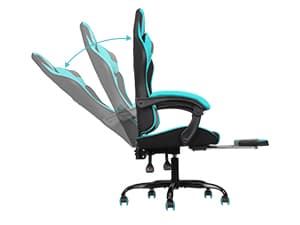 Gaming Chair with Linkage Armrest & Footrest, High Back Video Gaming Chair, Black/Grey