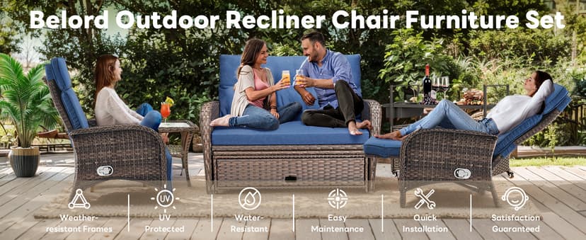 Versatile Outdoor Recliner Chair - Reclining Patio Chair with Adjustable Backrest and Footrest, All-Weather Wicker Chaise Lounge Chair Outdoor for Pool Deck Brown