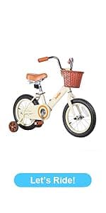JOYSTAR Paris Girls Bike for Ages 3-8 Years Old, 14 16 18 Inch Kids Bike with Training Wheels, Basket and Handbrake, Multiple Colors