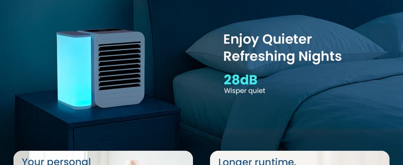 Portable Air Conditioner Cooling Fan: Evaporative Mini Air Cooler with 𝟳 𝗖𝗼𝗹𝗼𝗿𝘀 - USB Personal Air Cooler Desktop Ac Unit for Room Office Home (White)