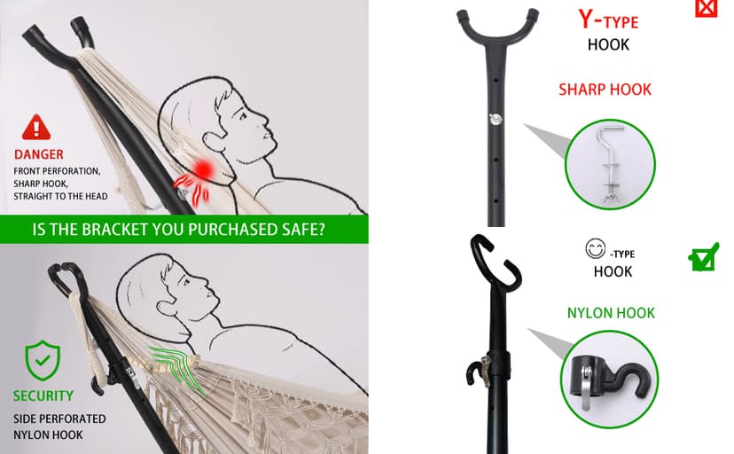 Double Hammock with Stand Upgraded Phone Holder Portable Heavy Duty Stainless Steel Indoor Outdoor Patio Yard Beach with Carrying Case (2022 Beige)