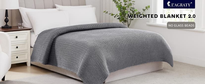 L'AGRATY Knitted Weighted Blanket - 60"x80" 15lbs Cooling Chunky Knit Heavy Blanket for Adults Braided Crochet Throw Thick Cable Yarn Knit Decorative Blanket No Beads Evenly Weighted Machine Washable