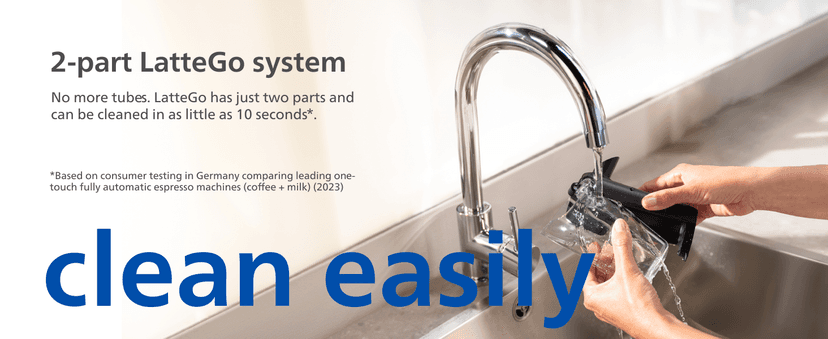 PHILIPS Series 2300 Fully Automatic Espresso Machine - 4 Hot Drinks, Fast Clean, 40% Quieter SilentBrew, Aquaclean Filter, Matte Black (EP2330/10)