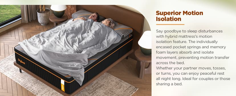 Queen Mattress, 14 Inch Plush Hybrid Mattress Memory Foam with Individually Pocket Springs Queen Size Mattress in Box, Plush Mattress for Pressure Relief,CertiPUR-US Certified,Edge Support