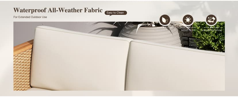 HERA'S HOUSE Small Patio Furniture Set, All Weather 3 Pieces Wicker Outdoor Sectional Set,Yellow Rattan Conversation Set with Lounge Sofa and Coffee Table for Lawn, Garden