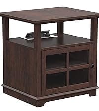 HIFYOBRO 24''Tall End Table with Charging Station, Adjustable Shelf, Storage Side Table,21" Large Nightstand for Living Room, Bedroom,Espresso