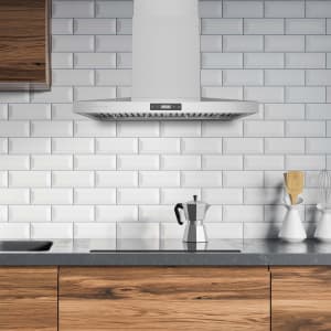 Hauslane 30” Wall Mount Range Hood Low Noise Performance Contemporary Design, Full-Size Handle Professional-Grade Baffle Filters, LED Lamps, Stainless Steel Chef Series WM-540 Ducted or Ductless