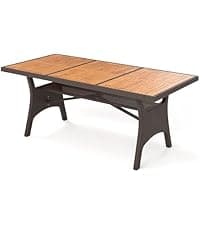 Sophia & William Outdoor Dining Table 6-Person Round Cast Aluminium, Patio Bistro Table with 2.2" Umbrella Hole for Porch Backyard, Bronze