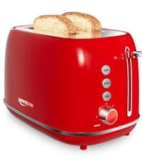 Keenstone Toaster 2 Slice, Retro Wide Slot Stainless Steel Toaster with 6 Browning Levels, Reheat & Defrost, for Bagel, Toast, Bread, Kitchen Essentials, Removable Crumb Tray, White