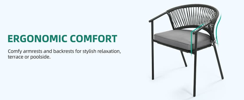 YITAHOME Outdoor Patio Chairs Set of 6, Stackable Dining Chairs Rattan Wicker Outdoor Patio Furniture Set with Cushion All Weather Bistro Chair for Garden Backyard Porch Poolside (Grey)