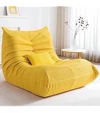 Bean Bag Chair for Adults - Large Bean Bag Chairs, Memory Foam Bean Bag with High-Rebound, Oversized Corduroy Boneless Chair, Lazy Floor Sofa for Reading Gaming Living Room Bedroom, Pink