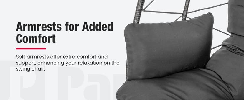 Pamapic Double Egg Chair wth Stand, 700 LBS Loveseat Rattan Swing Chair, UV Resistant Cushions with Armrests and Headrest, Thick Steel Frame Hammock Swing for Outdoor, Patio, Indoor(Grey)