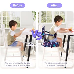 Toddler Booster Seat for Dining Table, Dinosaur Booster Seat for Table with Backrest and Adjustable Seat Belts Non-Slip Bottom Portable Booster Seat Increasing Cushion for Kid Baby Eating Travel Home