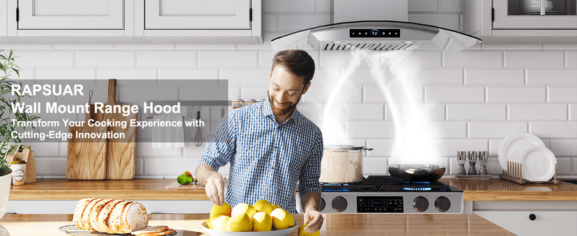 30 inch Range Hood Wall Mount, 1200 CFM with 4-Speed Gesture Sensing & Touch Control, Stainless Steel Ducted Kitchen Stove Vent Hoods with 2 LED Lights, Time Setting, Dishwasher-Safe Baffle Filters