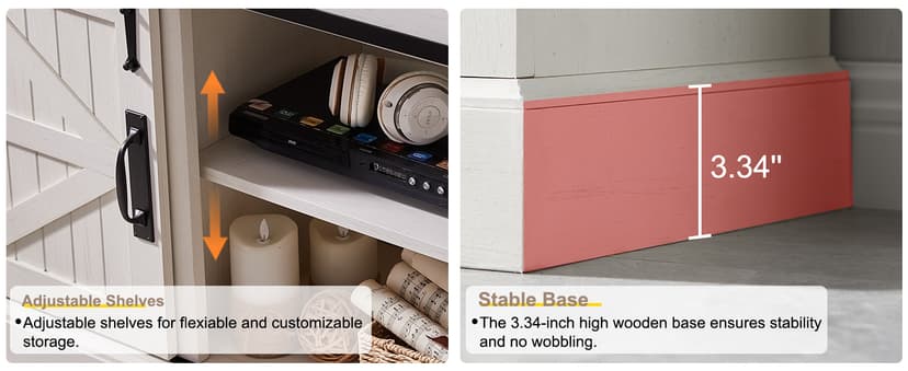 OKD Farmhouse TV Stand for 75 Inch TV with Sliding Barn Door, Rustic Wood Entertainment Center Large Media Console Cabinet Long Television Stands for 70 Inch TVs, Antique White