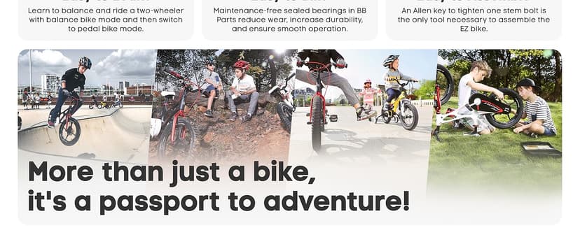 RoyalBaby Kids Bike EZ Freestyle Training Free Balance to Pedal Easy Learning Bicycle, 12-18 Inch for Toddlers to Big Kids