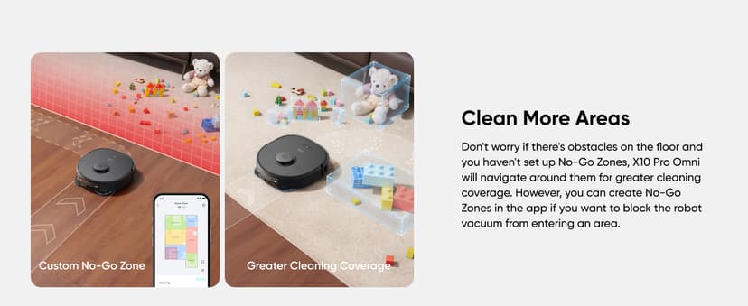 eufy X10 Pro Omni Robot Vacuum and Mop Combo, 8,000 Pa Suction, Dual Mops with 12 mm Auto-Lift and Carpet Detection, AI Obstacle Avoidance, Auto Mop Washing, Auto Drying, Self-Emptying, Self-Refilling