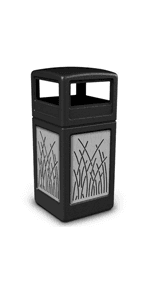 Commercial Zone 732101 Open-Top Indoor/Outdoor Square 42 Gallon Large Waste Trash Container Bin, Black