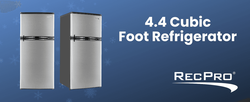 RecPro 4.4 Cu Ft RV Refrigerator | 12V Stainless Steel Fridge with Freezer | Frost-Free, Adjustable Shelves, Built-In Lock, Reversible Door | Off-Grid Ready Camper Fridge with Can Holder