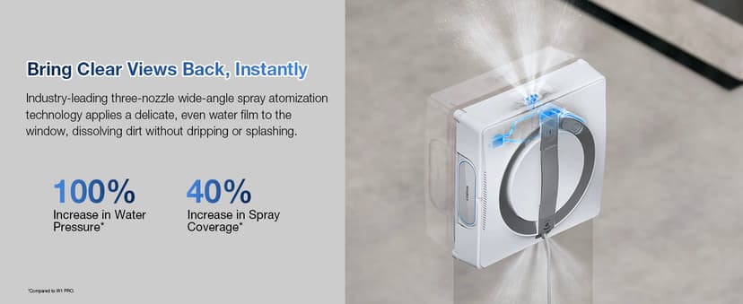 ECOVACS WINBOT W2 PRO Omni Portable Window Cleaning Robot with Multi-Functional Station, Charging While Working, Intelligent Cleaning with Triple Nozzle Water Sprayer, 12-Level Protection