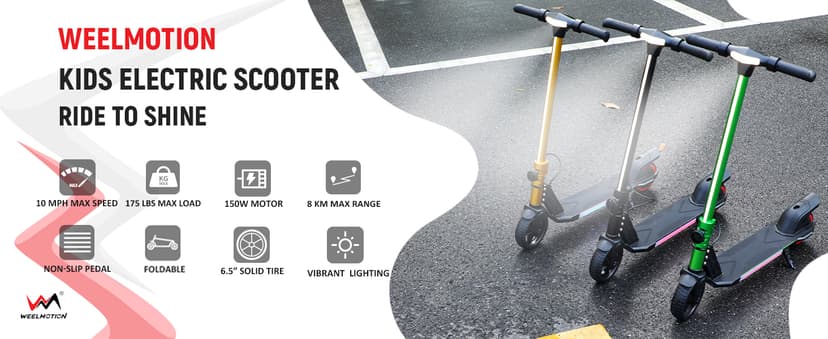Foldable Electric Scooter for Kids, with Bright Front LED Lights,Shining Pedal Lights, LED Display, Dual Brakes 150W Motor Kids Electric Scooter, UL2272 Certified